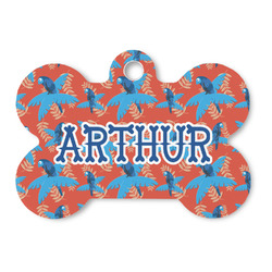 Blue Parrot Bone Shaped Dog ID Tag - Large (Personalized)