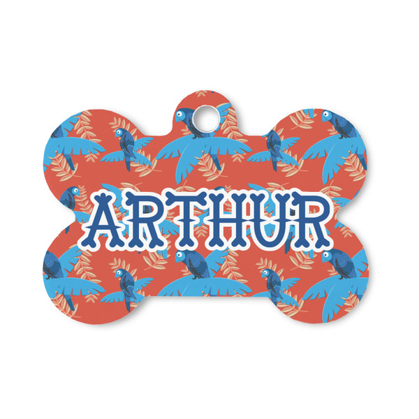 Custom Blue Parrot Bone Shaped Dog ID Tag - Small (Personalized)