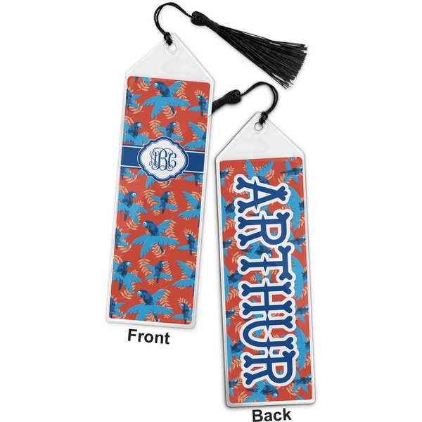 Blue Parrot Bookmark with tassel - Front and Back