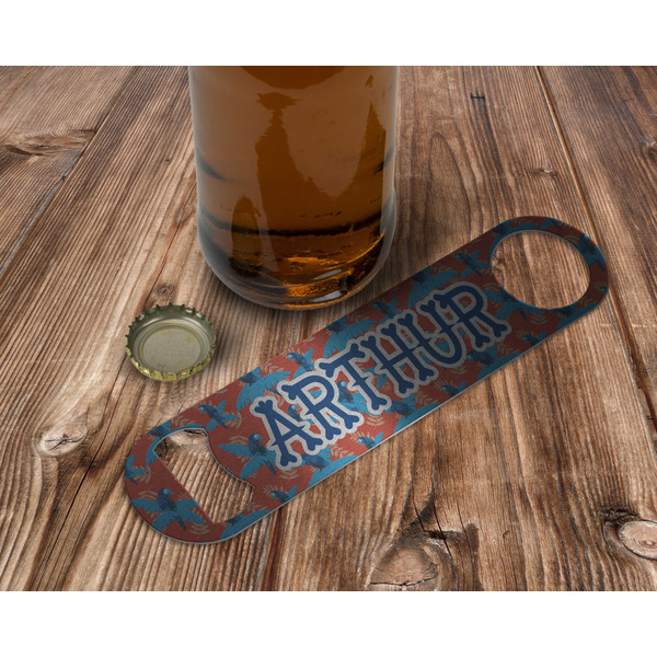 Blue Parrot Bottle Opener - In Use
