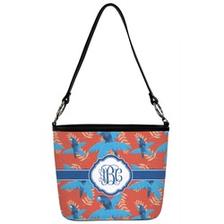 Anchors & Argyle Bucket Tote w/Genuine Leather Trim Large w/Front & Back Design Personalized