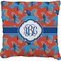 Blue Parrot Faux-Linen Throw Pillow 18" (Personalized)