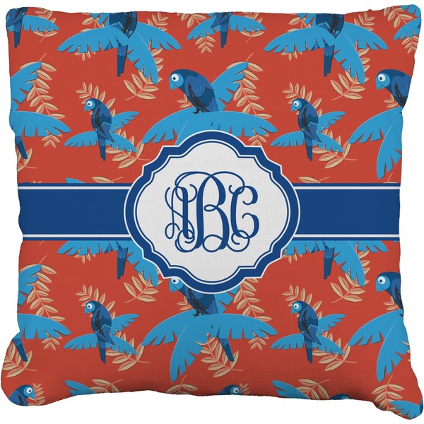 Custom Blue Parrot Faux-Linen Throw Pillow 18" (Personalized)