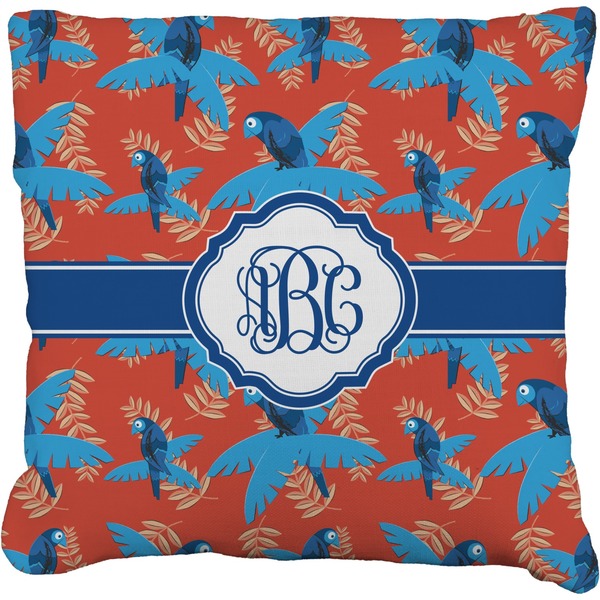 Custom Blue Parrot Faux-Linen Throw Pillow 26" (Personalized)