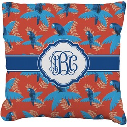 Blue Parrot Faux-Linen Throw Pillow (Personalized)