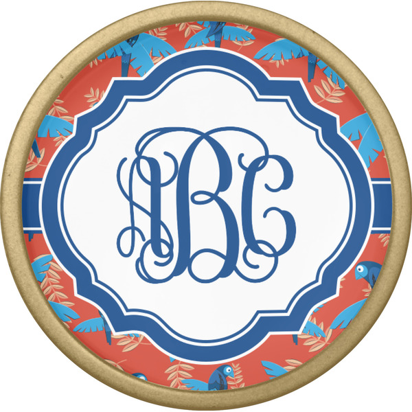 Blue Parrot Cabinet Knob - Gold - Front