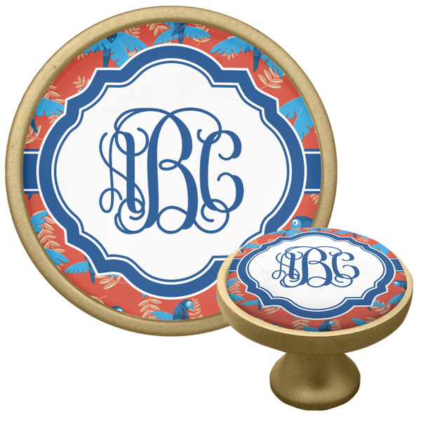 Custom Blue Parrot Cabinet Knob - Gold (Personalized)