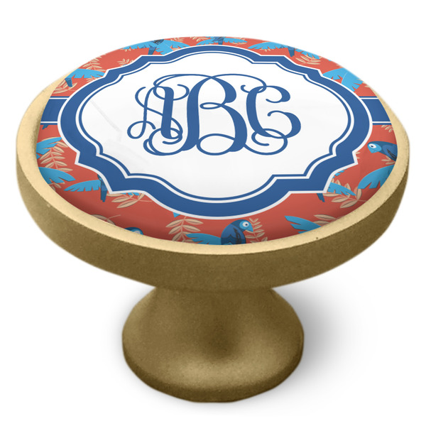 Blue Parrot Cabinet Knob - Gold - Side