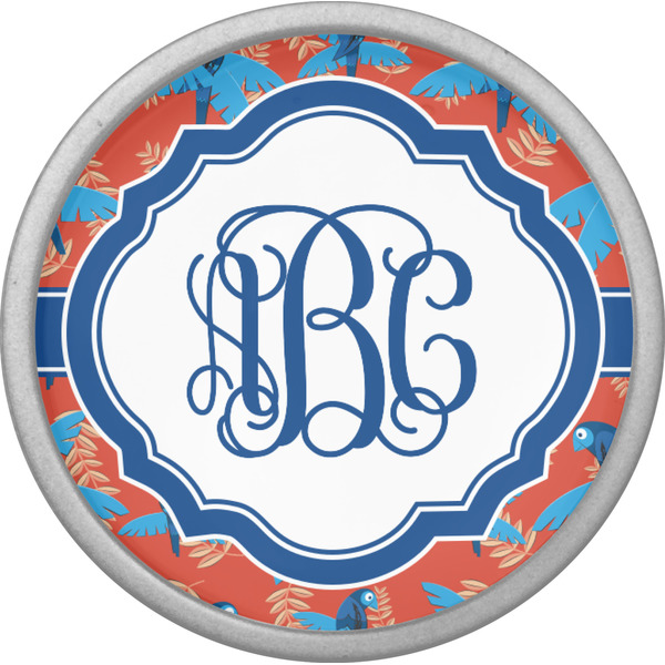 Blue Parrot Cabinet Knob - Nickel - Front