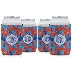 Blue Parrot Can Cooler (12 oz) - Set of 4 w/ Monogram
