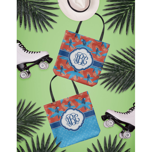 Blue Parrot Canvas Tote Lifestyle Front and Back