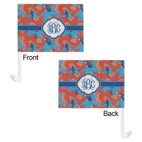 Blue Parrot Car Flag - 11" x 8" - Front & Back View