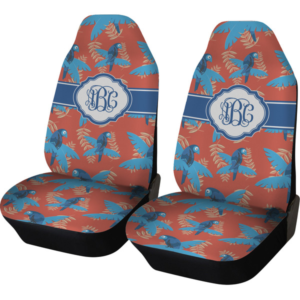 Custom Blue Parrot Car Seat Covers (Set of Two) (Personalized)