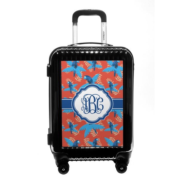Custom Blue Parrot Carry On Hard Shell Suitcase (Personalized)