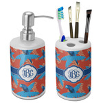 Blue Parrot Ceramic Bathroom Accessories Set (Personalized)