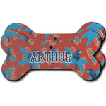 Blue Parrot Ceramic Dog Ornament - Front & Back w/ Monogram