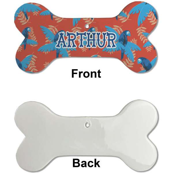 Blue Parrot Ceramic Flat Ornament - Bone Front & Back Single Print (APPROVAL)