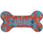 Blue Parrot Ceramic Dog Ornament - Front w/ Monogram