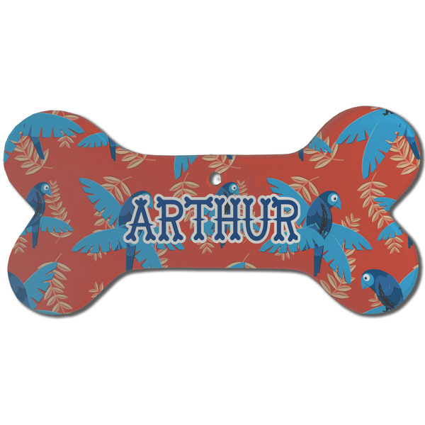 Blue Parrot Ceramic Flat Ornament - Bone Front