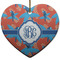 Blue Parrot Ceramic Flat Ornament - Heart (Front)
