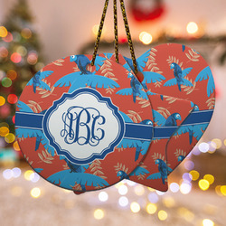 Blue Parrot Ceramic Ornament w/ Monogram