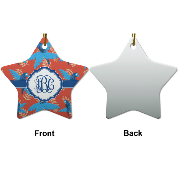 Blue Parrot Ceramic Flat Ornament - Star Front & Back (APPROVAL)