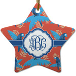 Blue Parrot Star Ceramic Ornament w/ Monogram