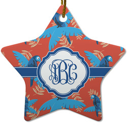 Blue Parrot Star Ceramic Ornament w/ Monogram