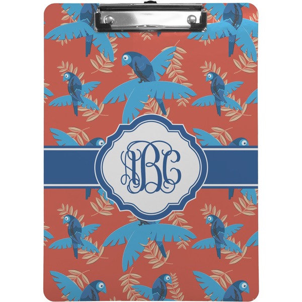 Custom Blue Parrot Clipboard (Letter Size) (Personalized)