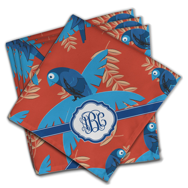 Custom Blue Parrot Cloth Napkins (Set of 4) (Personalized)