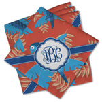 Blue Parrot Cloth Cocktail Napkins - Set of 4 w/ Monogram