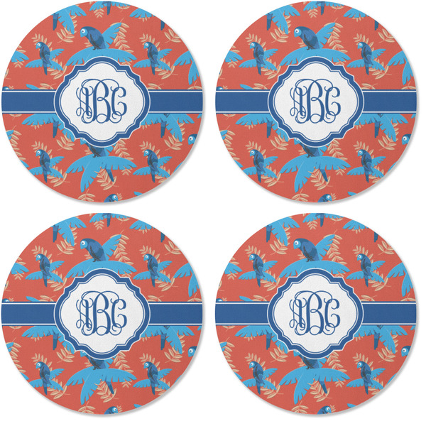 Blue Parrot Coaster Round Rubber Back - Apvl