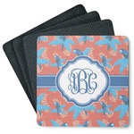 Blue Parrot Square Rubber Backed Coasters - Set of 4 (Personalized)