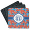 Blue Parrot Square Rubber Backed Coasters - Set of 4 (Personalized)