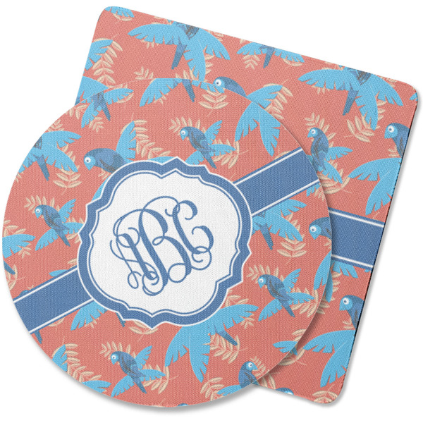 Custom Blue Parrot Rubber Backed Coaster (Personalized)