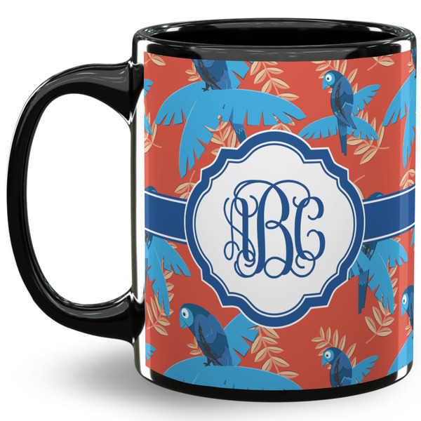 Custom Blue Parrot 11 Oz Coffee Mug - Black (Personalized)