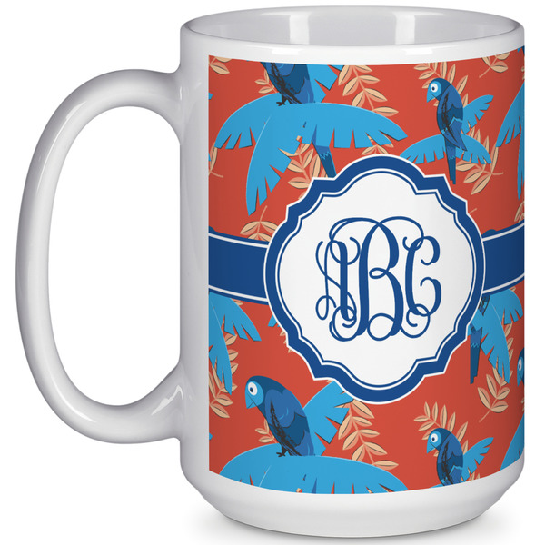 Custom Blue Parrot 15 Oz Coffee Mug - White (Personalized)