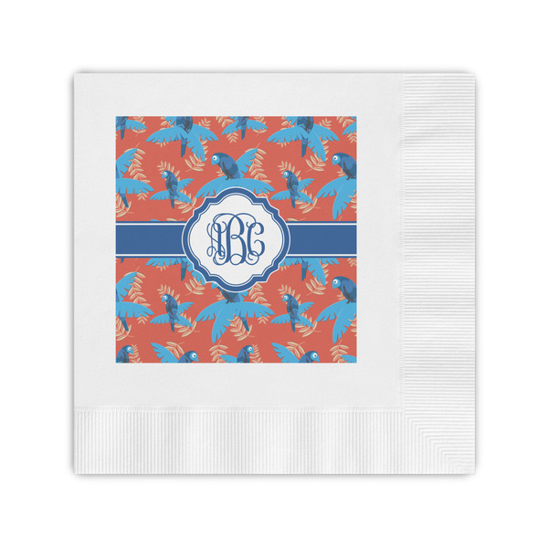 Custom Blue Parrot Coined Cocktail Napkins (Personalized)