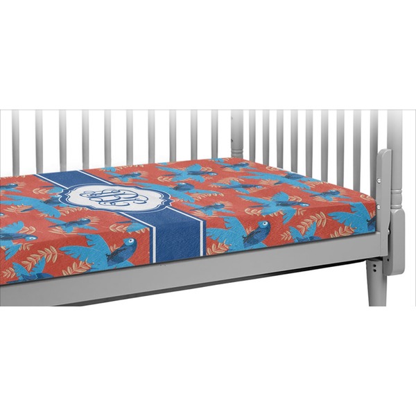 Custom Blue Parrot Crib Fitted Sheet (Personalized)