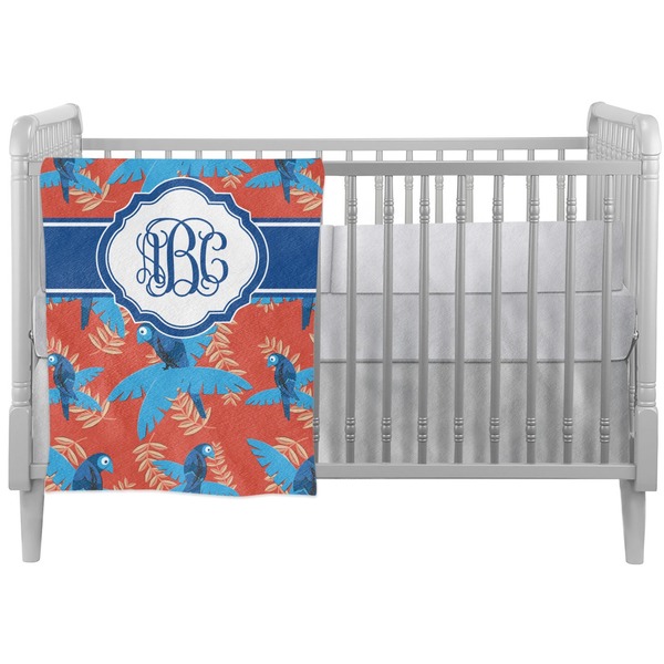 Custom Blue Parrot Crib Comforter / Quilt (Personalized)