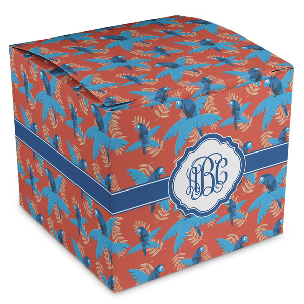 Custom Blue Parrot Cube Favor Gift Boxes (Personalized)