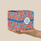 Blue Parrot Cube Favor Gift Box - On Hand - Scale View