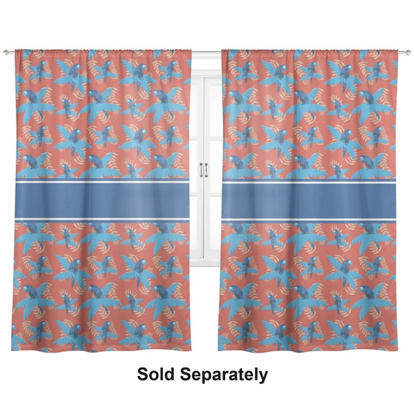 Custom Blue Parrot Curtain Panel - Custom Size