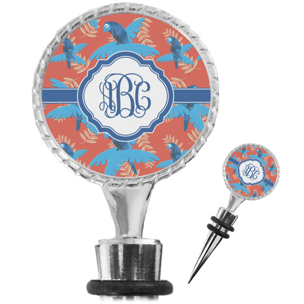 Custom Blue Parrot Wine Bottle Stopper (Personalized)
