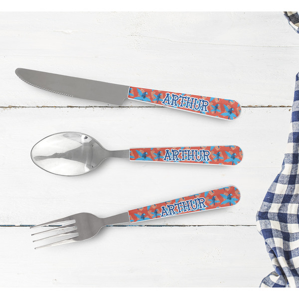 Blue Parrot Cutlery Set - w/ PLATE