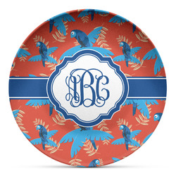 Blue Parrot Microwave Safe Plastic Plate - Composite Polymer (Personalized)
