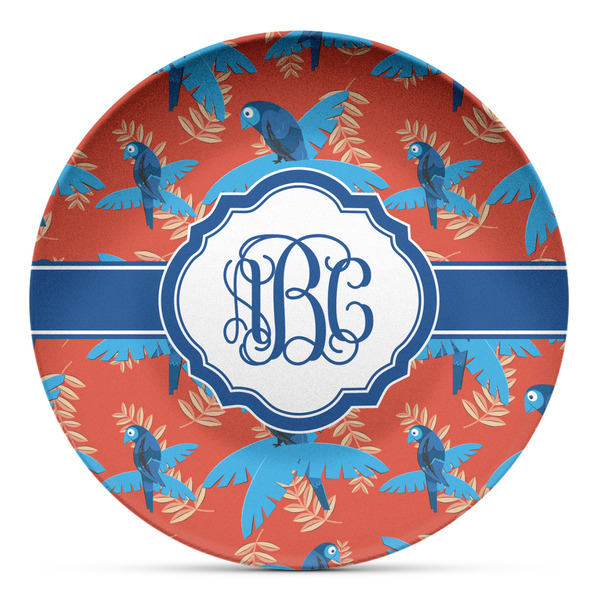 Custom Blue Parrot Microwave Safe Plastic Plate - Composite Polymer (Personalized)