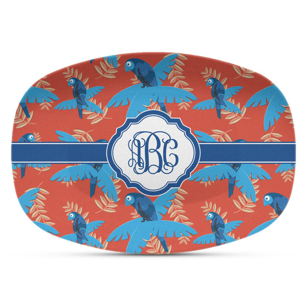Custom Blue Parrot Plastic Platter - Microwave & Oven Safe Composite Polymer (Personalized)