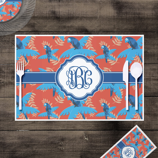 Blue Parrot Disposable Paper Placemat - In Context