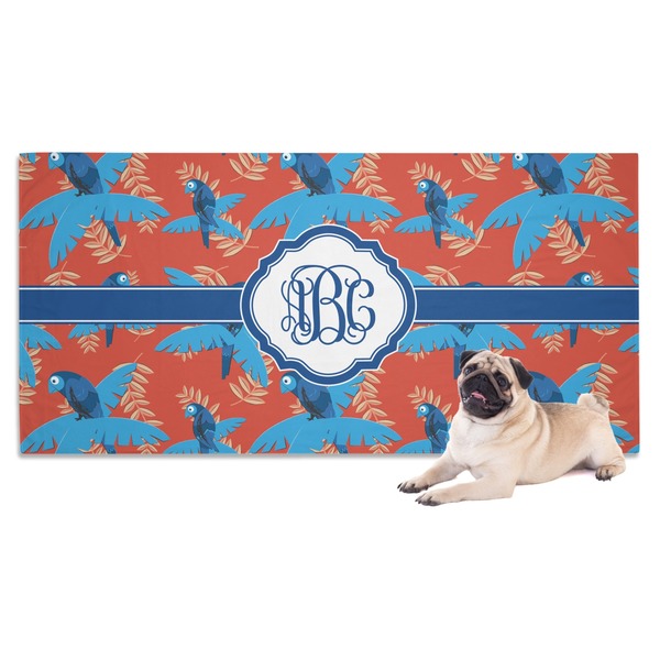 Custom Blue Parrot Dog Towel (Personalized)